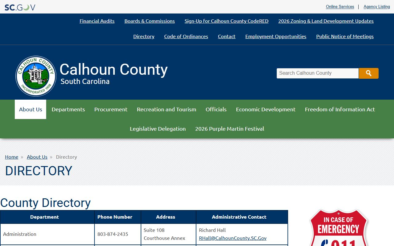Calhoun County inmate records directory contacts